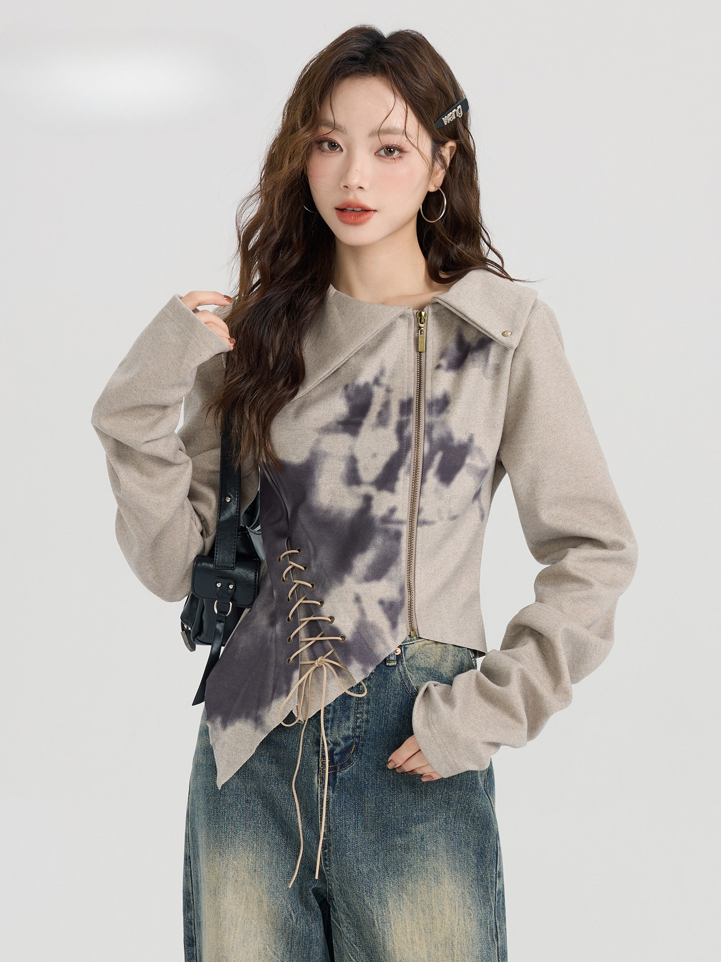 斜め襟タイジッパーロングTシャツ(本番用)
